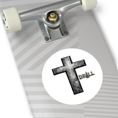 Stone Cross Round Sticker — Oilfield Hard Hat or Truck Decal