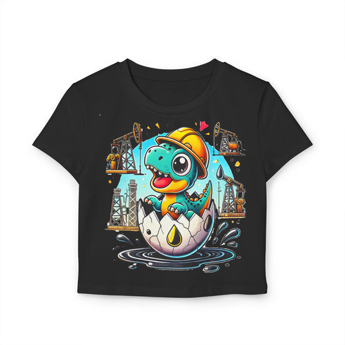 Hatch Crop Baby Tee - Fun Graphic T-Shirt for Dino Lovers