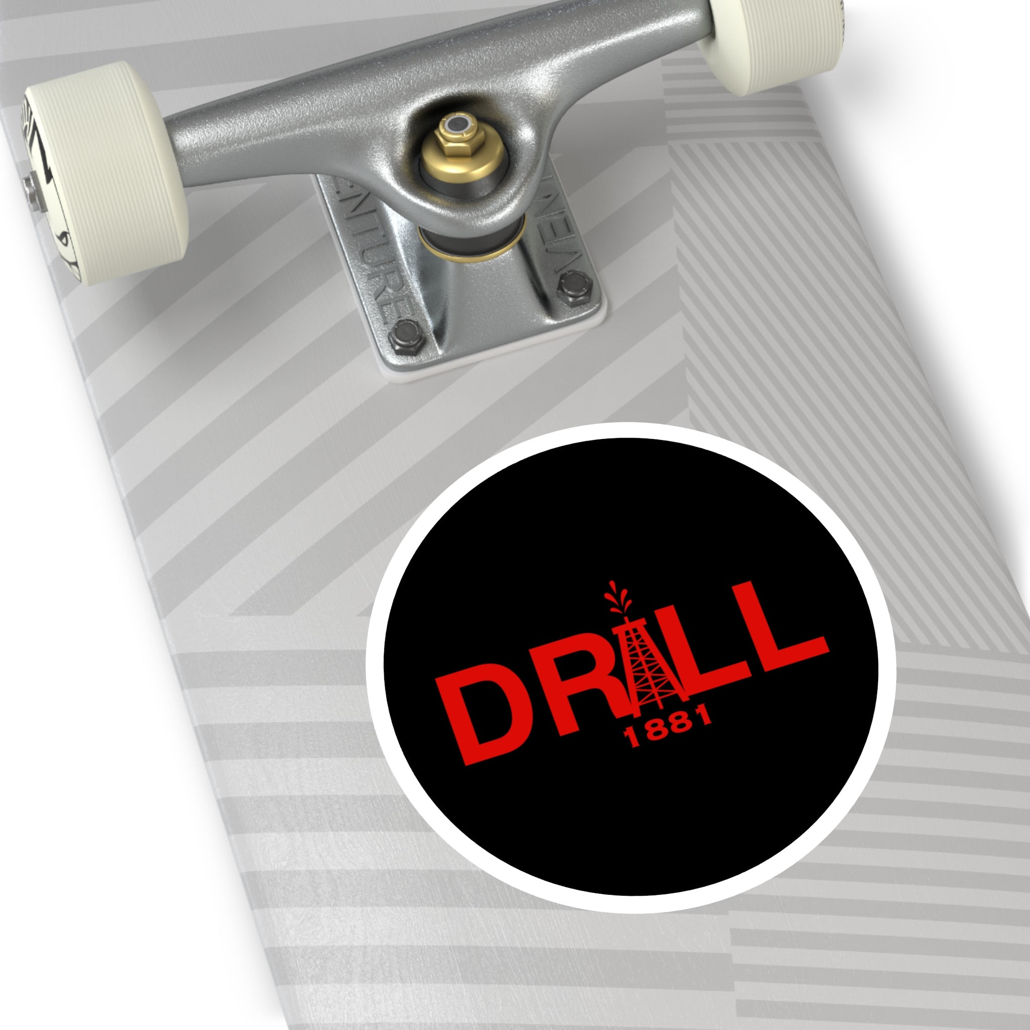 Drill Red Round Sticker — Oilfield Hard Hat or Truck Decal