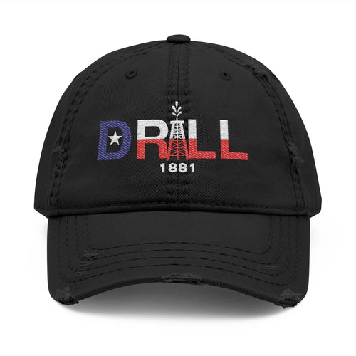 Drill Texas Distressed Hat with 'DRILL' Embroidery