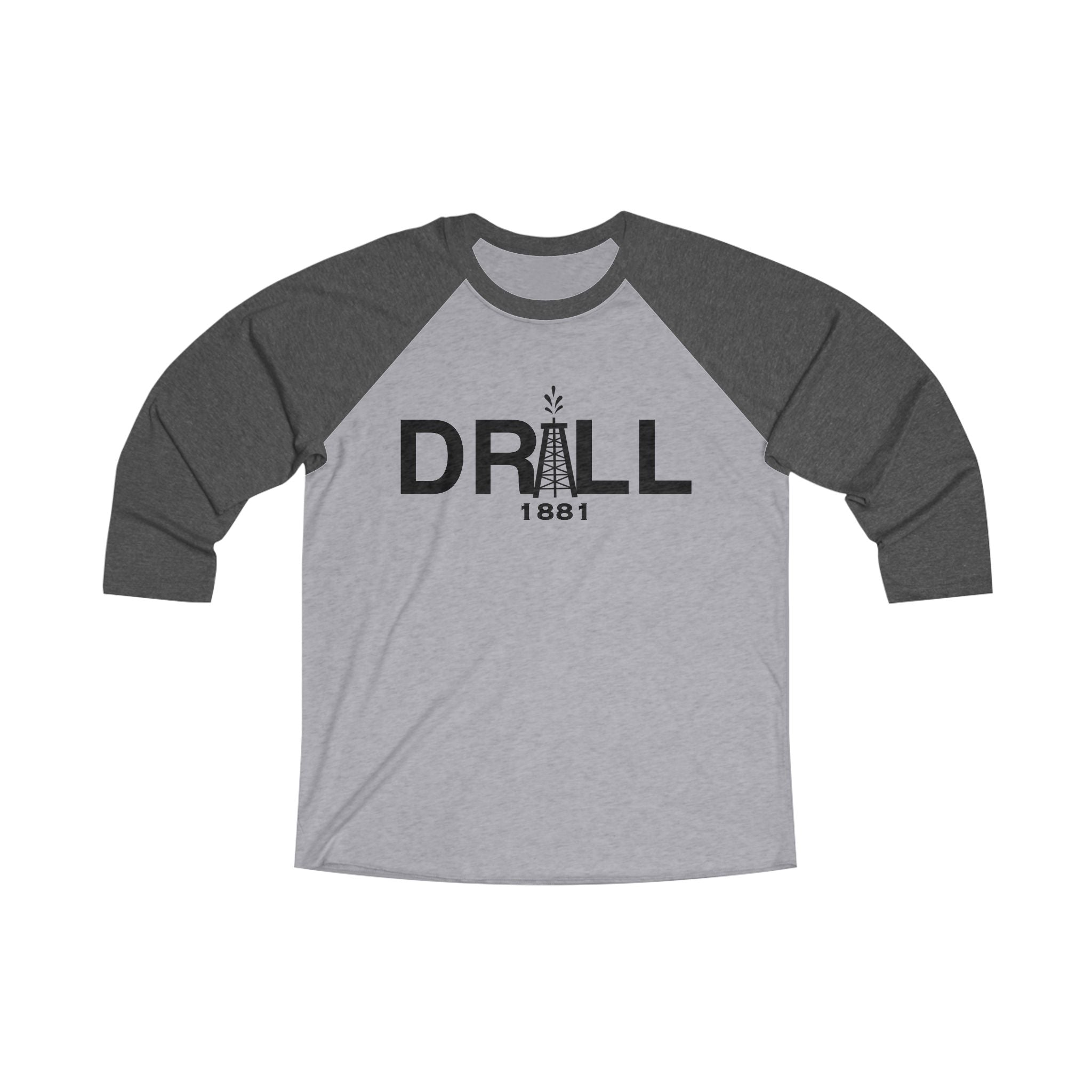 Vintage Drill 1881 Raglan Tee - Unisex Retro Baseball Shirt, Gift for Oilfield Workers, Western Style Top, Comfy Casual Wear