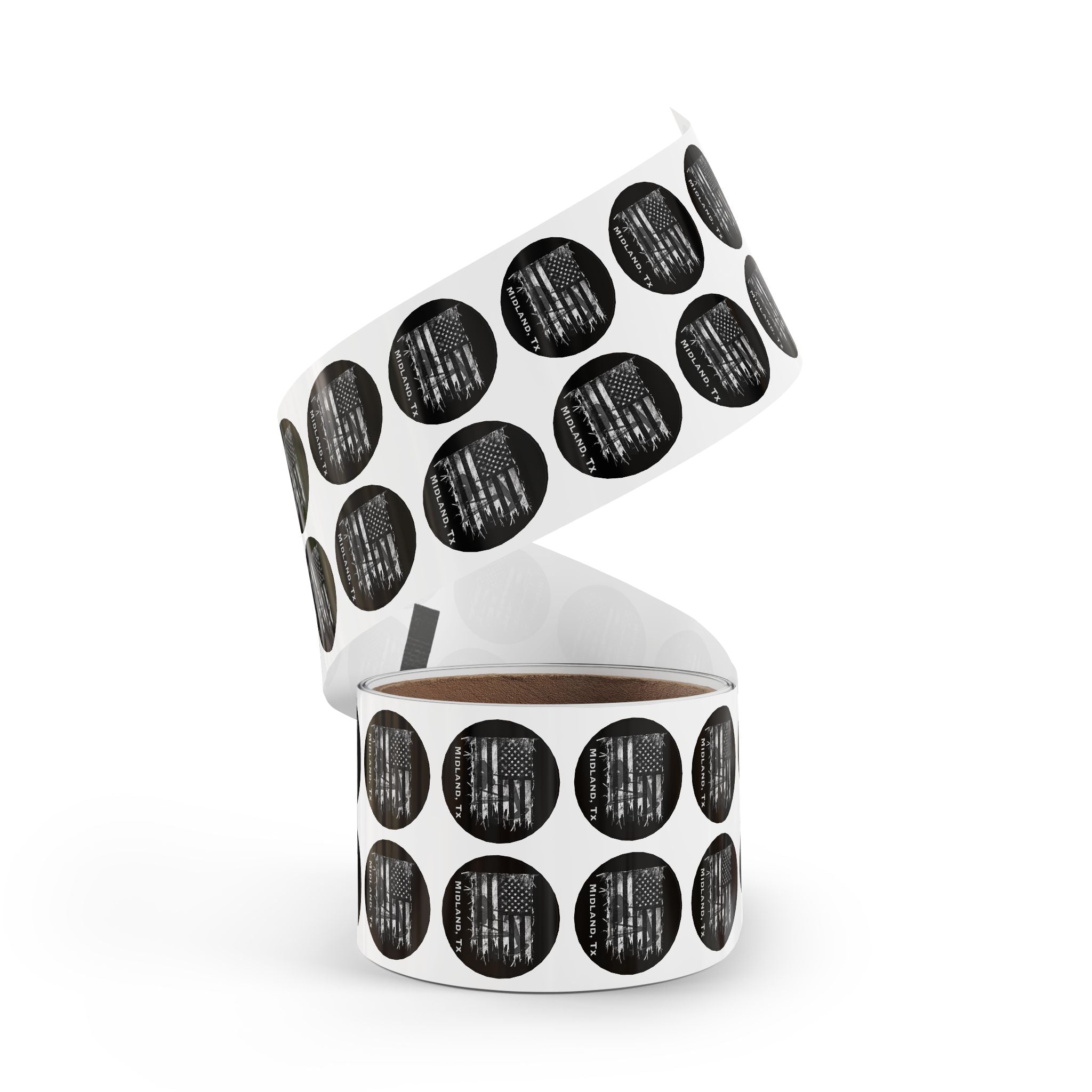 Old Glory Midland - Round Sticker Label Rolls