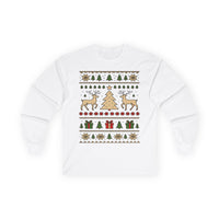 Cozy Christmas Long Sleeve Tee - Holiday Sweater Type Design, Unisex Gift, Winter Apparel, Festive Party Wear