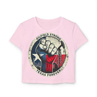 Oilfield Strong Women's Baby Tee - Texas Forever Design