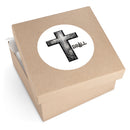 Stone Cross Round Sticker — Oilfield Hard Hat or Truck Decal