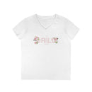Drill Floral V-Neck T-Shirt for Women
