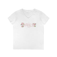 Drill Floral V-Neck T-Shirt for Women