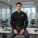 Embroidered 'DRILL' Work Shirt — Long Sleeve Button-Up