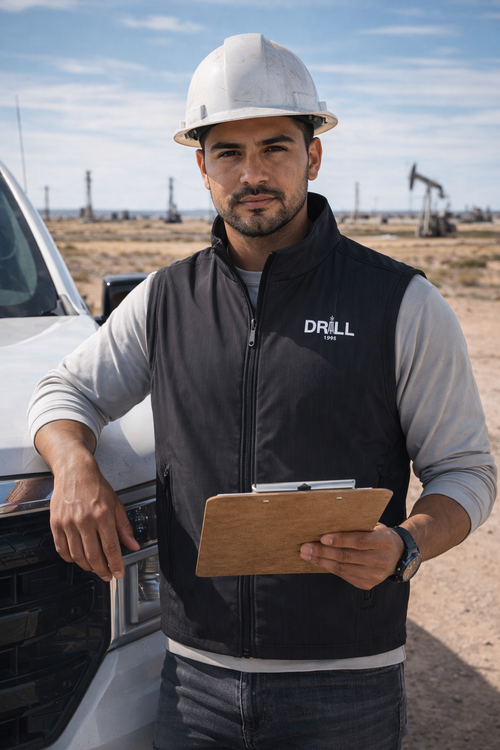 Embroidered White DRILL Logo - Soft Shell Vest Men's Lightweight Workwear