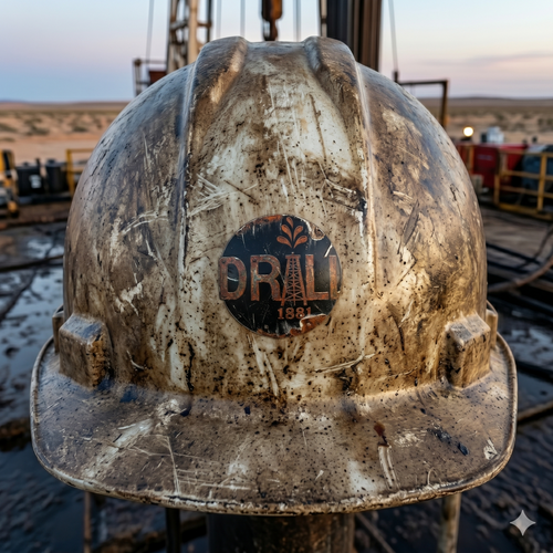 Rusty Drill - Oilfield Hard Hat or Truck Decal
