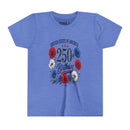 250 Birthday Flower Youth  Kids Tee – United States 1776–2026 Patriotic Design