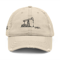 Pump Jack Sketch Distressed Hat Embroidery