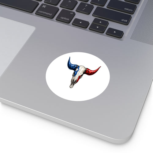 Texas Longhorn Round Sticker — Oilfield Hard Hat or Truck Decal