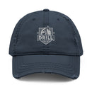 Distressed Dad Hat with 'DRILL Shield' Embroidery - Casual Style