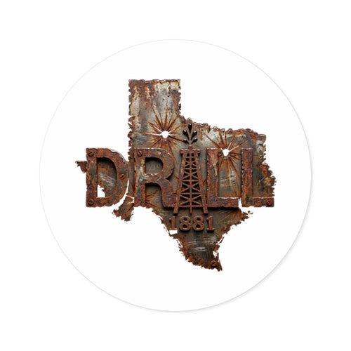 Rusty Drill Texas - Oilfield Hard Hat or Truck Decal