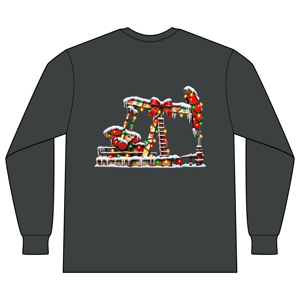 Drill Christmas Pumpjack - LS - Back