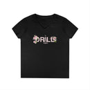 Drill Floral V-Neck T-Shirt for Women