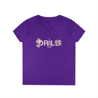 Drill Floral V-Neck T-Shirt for Women