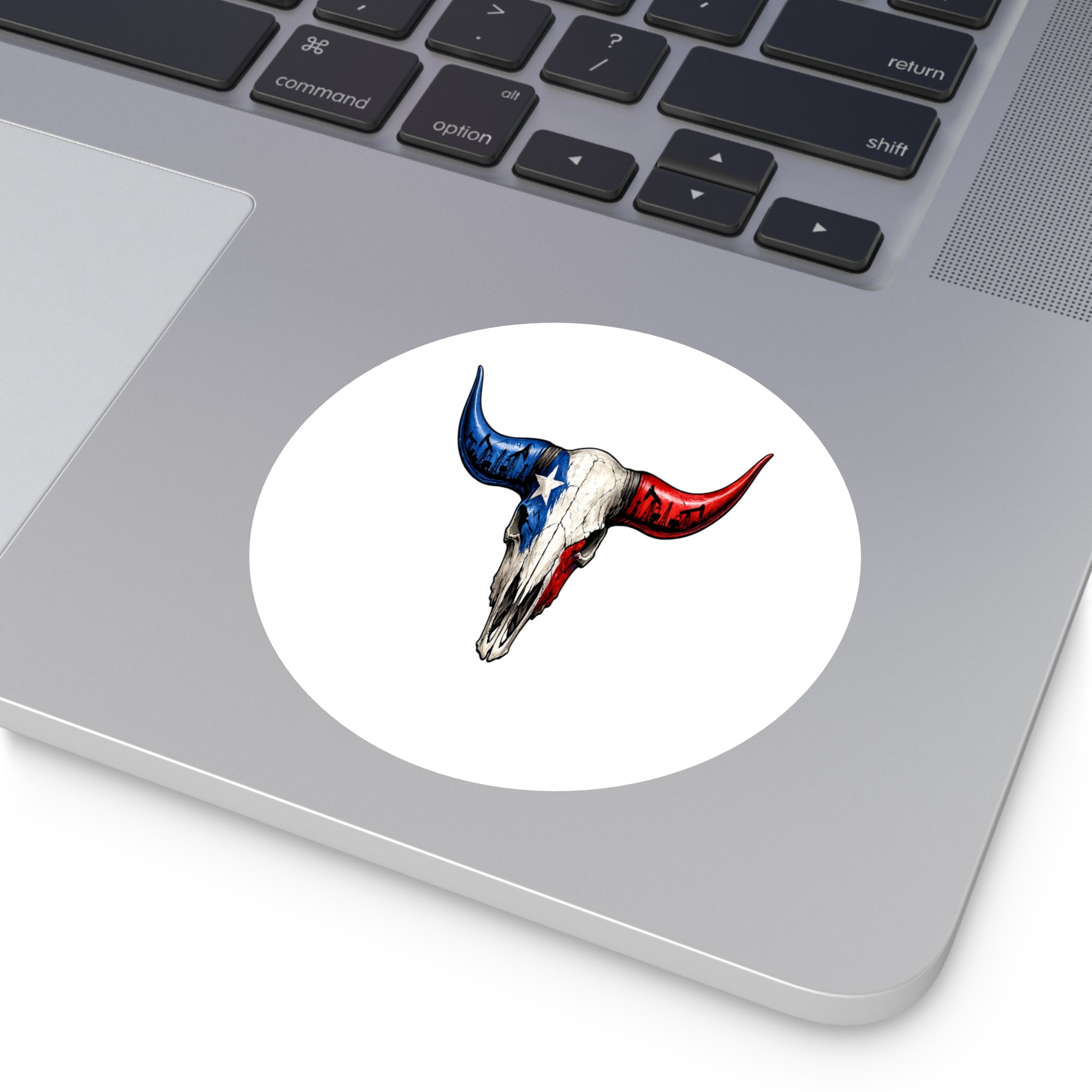 Texas Longhorn Round Sticker — Oilfield Hard Hat or Truck Decal