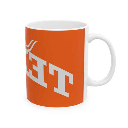 Orange Texas Longhorn Ceramics Mug, Custom Coffee Cup, Gift for Texas Fans, Sports Fan Mug, Unique Kitchen Decor