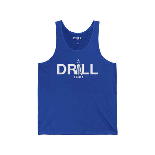 Drill 1881 Unisex Jersey Tank - Small White Logo