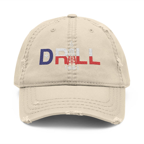 Drill Texas Distressed Hat with 'DRILL' Embroidery