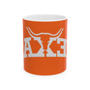 Orange Texas Longhorn Ceramics Mug, Custom Coffee Cup, Gift for Texas Fans, Sports Fan Mug, Unique Kitchen Decor