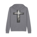 Full-Zip Hoodie — Grunge Silver Cross "Drill" Graphic