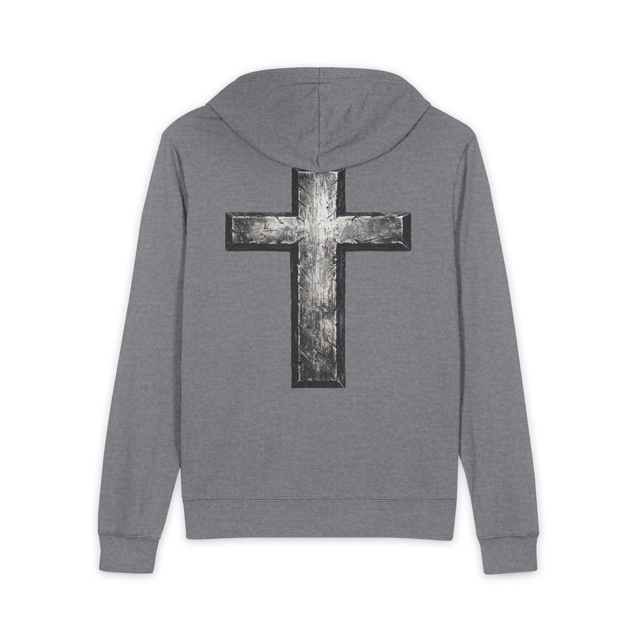 Full-Zip Hoodie — Grunge Silver Cross "Drill" Graphic