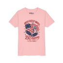 250th Anniversary Youth  Kids Tee – United States 1776–2026 Patriotic Flag & Statue Design