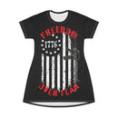 Freedom Over Fear T-Shirt Dress - Patriotic Style for Independence Day