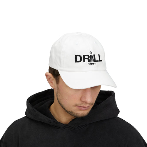 Drill 1881 Classic Dad Cap - Vintage Style Adjustable White Hat