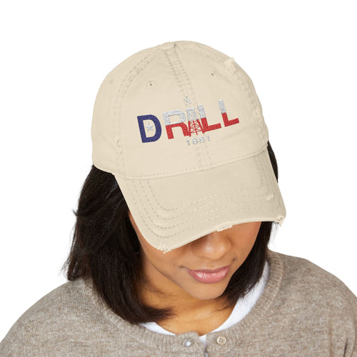 Drill Texas Distressed Hat with 'DRILL' Embroidery