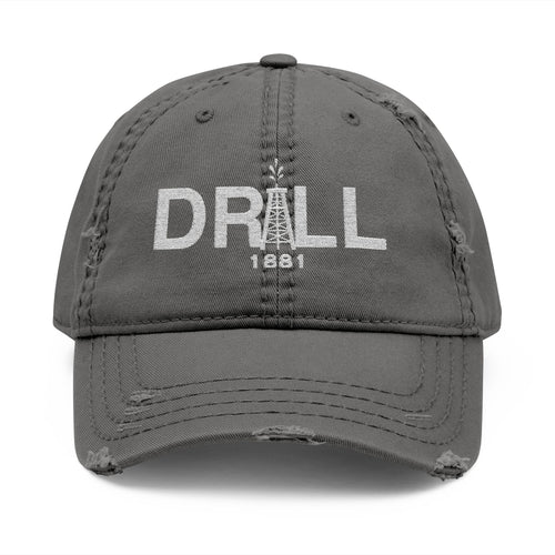 Distressed Dad Hat with 'WHITE DRILL' Embroidery - Casual Style