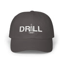 Drill 1881 Classic Dad Cap White Logo - Vintage Style Adjustable White Hat