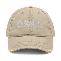 Distressed Dad Hat with 'WHITE DRILL' Embroidery - Casual Style