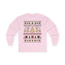 Cozy Christmas Long Sleeve Tee - Holiday Sweater Type Design, Unisex Gift, Winter Apparel, Festive Party Wear