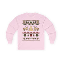 Cozy Christmas Long Sleeve Tee - Holiday Sweater Type Design, Unisex Gift, Winter Apparel, Festive Party Wear