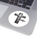 Stone Cross Round Sticker — Oilfield Hard Hat or Truck Decal