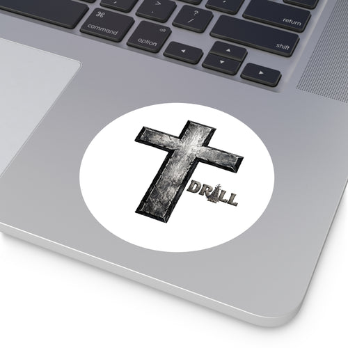 Stone Cross Round Sticker — Oilfield Hard Hat or Truck Decal
