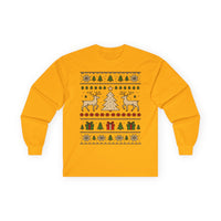 Cozy Christmas Long Sleeve Tee - Holiday Sweater Type Design, Unisex Gift, Winter Apparel, Festive Party Wear
