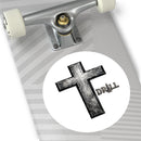 Stone Cross Round Sticker — Oilfield Hard Hat or Truck Decal