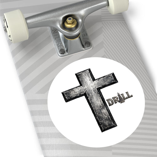 Stone Cross Round Sticker — Oilfield Hard Hat or Truck Decal