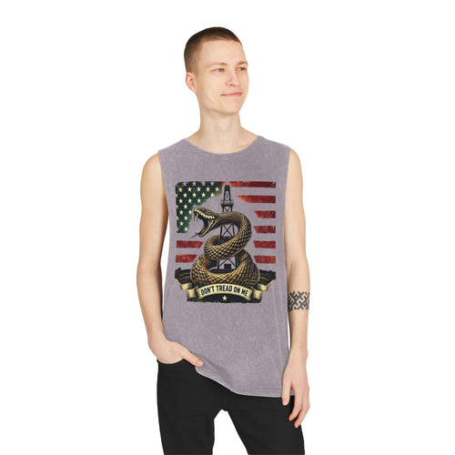 Don't Tread on Me Stonewash Tank Top - Patriotic Unisex Apparel