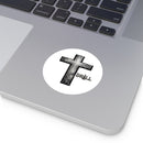 Stone Cross Round Sticker — Oilfield Hard Hat or Truck Decal