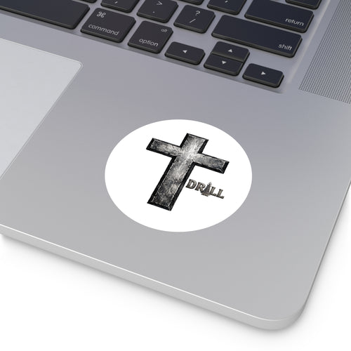 Stone Cross Round Sticker — Oilfield Hard Hat or Truck Decal