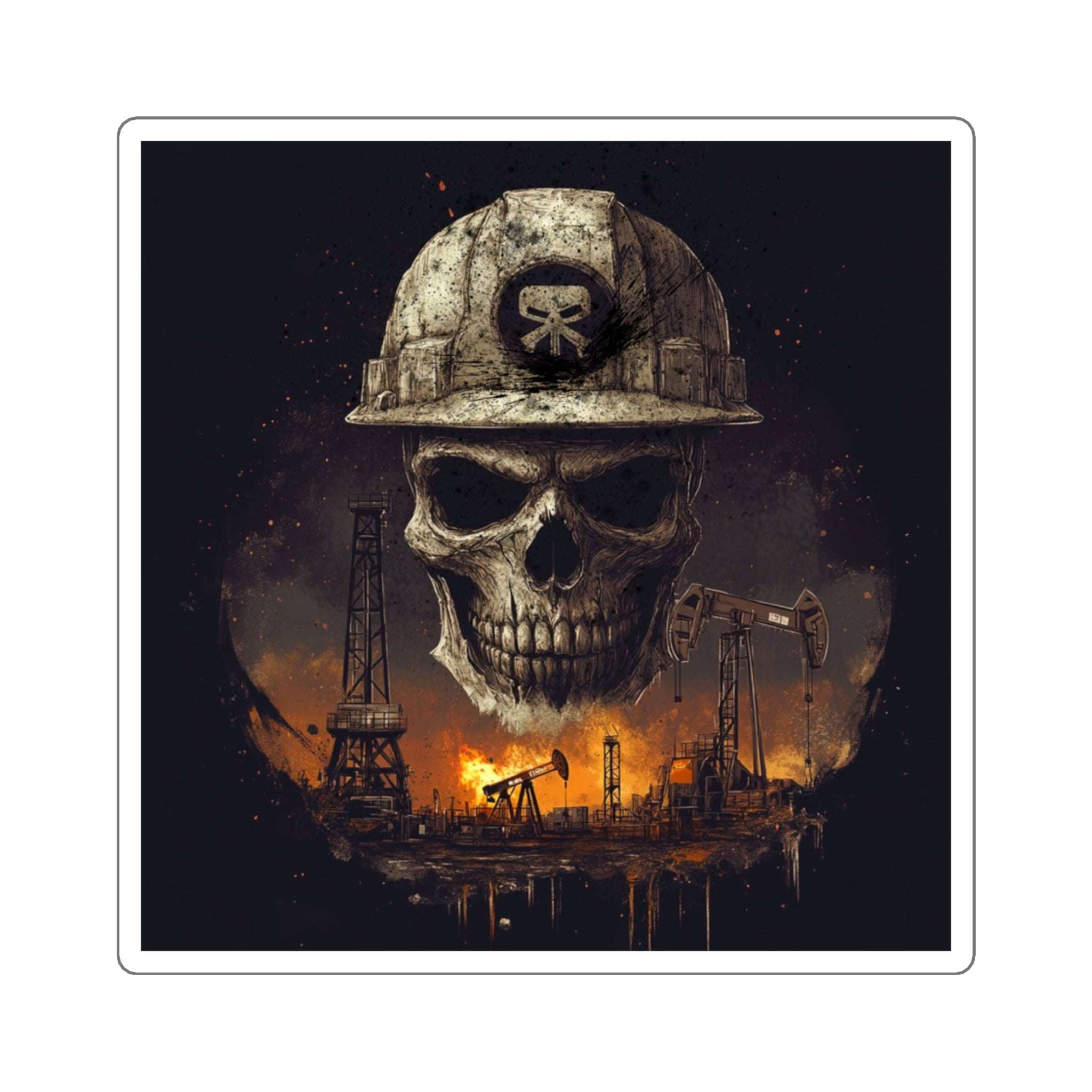 Fire Skull - Square Stickers