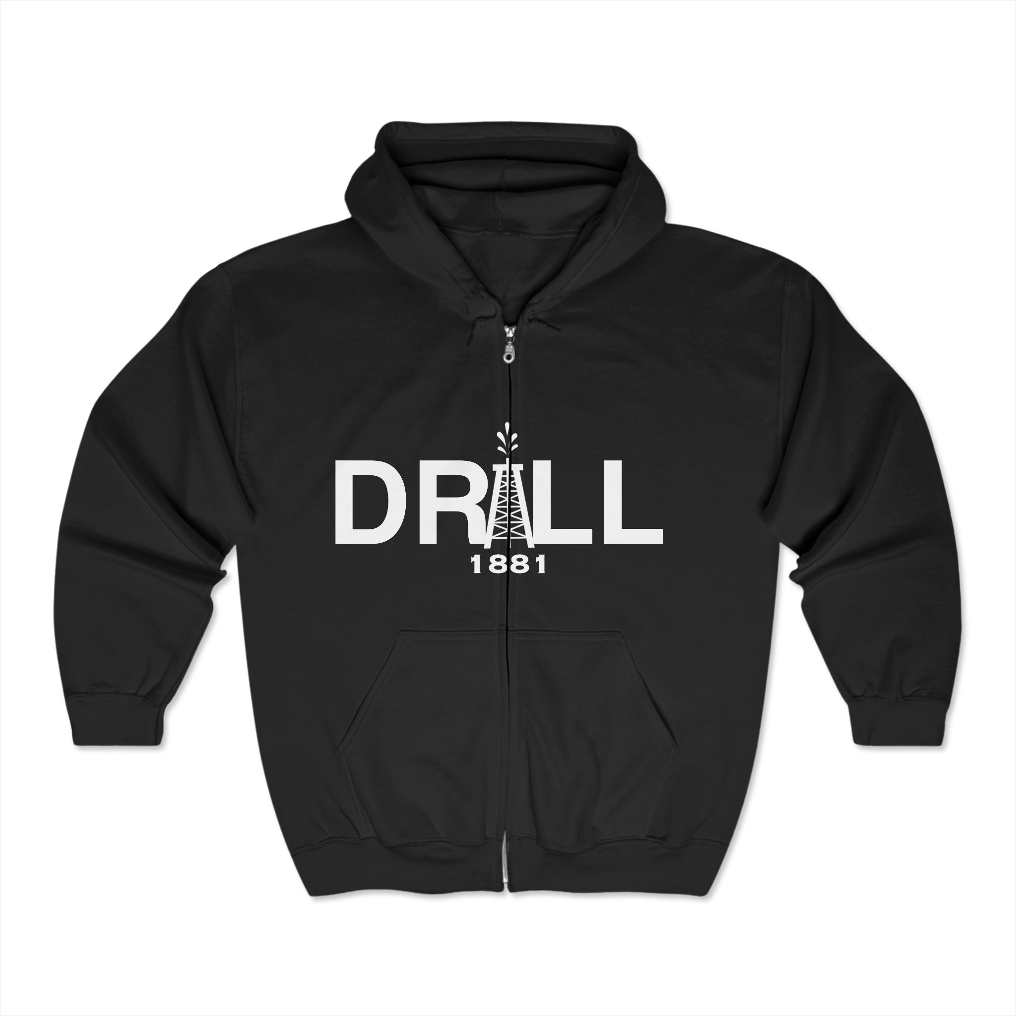 Classic BLACK Drill 1881 Unisex Full Zip Hoodie - Perfect for Everyday Wear