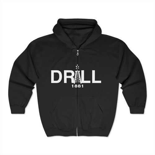 Classic BLACK Drill 1881 Unisex Full Zip Hoodie - Perfect for Everyday Wear