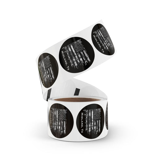 Old Glory Midland - Round Sticker Label Rolls